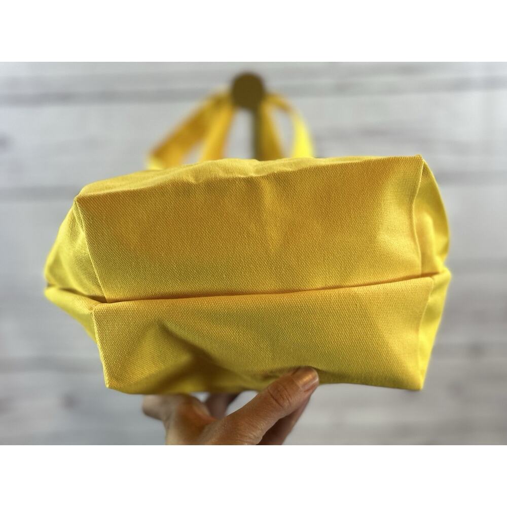 Trader Joe’s Mini Canvas Tote Bag Yellow Limited Edition New Small Grocery Tote - Picture 3 of 8
